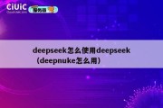 deepseek怎么使用deepseek（deepnuke怎么用）