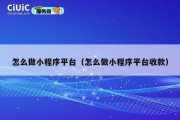 怎么做小程序平台（怎么做小程序平台收款）