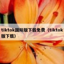 tiktok国际版下载免费（tiktok版下载）