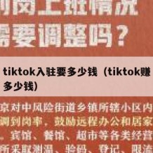 tiktok入驻要多少钱（tiktok赚多少钱）