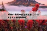 tiktok账号中国怎么注册（tiktok怎么注册国外账号）