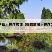 怎么申请小程序店铺（微信商城小程序怎么弄）