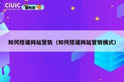 如何搭建网站营销（如何搭建网站营销模式）