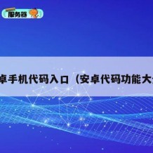 安卓手机代码入口（安卓代码功能大全）