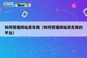 如何搭建网站卖东西（如何搭建网站卖东西的平台）