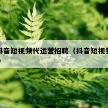 天门抖音短视频代运营招聘（抖音短视频运营 招聘）