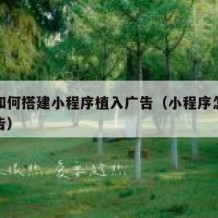 自己如何搭建小程序植入广告（小程序怎么植入广告）