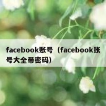 facebook账号（facebook账号大全带密码）