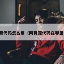 网页源代码怎么用（网页源代码在哪里查看）