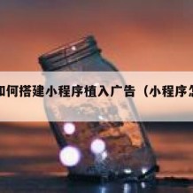 自己如何搭建小程序植入广告（小程序怎么做广告）