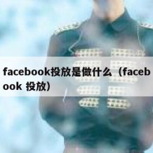 facebook投放是做什么（facebook 投放）