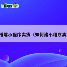 如何搭建小程序卖货（如何建小程序卖东西）