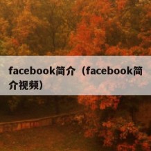 facebook简介（facebook简介视频）