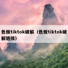 色板tiktok破解（色板tiktok破解链接）