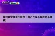 如何自学开发小程序（自己开发小程序怎么赚钱）