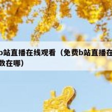 免费b站直播在线观看（免费b站直播在线观看人数在哪）