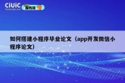 如何搭建小程序毕业论文（app开发微信小程序论文）