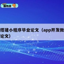 如何搭建小程序毕业论文（app开发微信小程序论文）