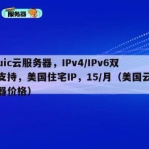 Ciuic云服务器，IPv4/IPv6双栈支持，美国住宅IP，15/月（美国云服务器价格）