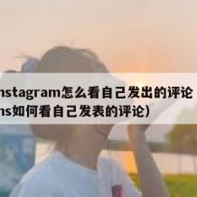 instagram怎么看自己发出的评论（ins如何看自己发表的评论）