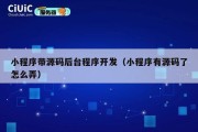 小程序带源码后台程序开发（小程序有源码了怎么弄）