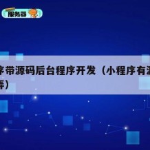 小程序带源码后台程序开发（小程序有源码了怎么弄）