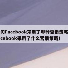 请问Facebook采用了哪种营销策略（facebook采用了什么营销策略）