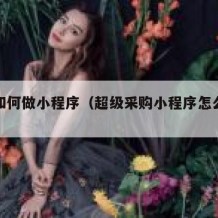 自己如何做小程序（超级采购小程序怎么开店铺）