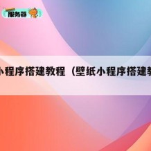 壁纸小程序搭建教程（壁纸小程序搭建教程视频）