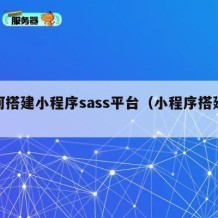 如何搭建小程序sass平台（小程序搭建教程）