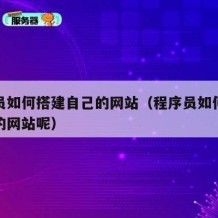 程序员如何搭建自己的网站（程序员如何搭建自己的网站呢）