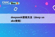 deepseek使用方法（deep snake使用）