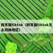 网页版tiktok（网页版tiktok怎么切换地区）