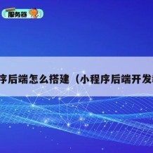 小程序后端怎么搭建（小程序后端开发教程）