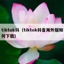 tiktok抖（tiktok抖音海外版如何下载）