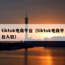 tiktok电商平台（tiktok电商平台入驻）