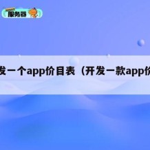 开发一个app价目表（开发一款app价格）