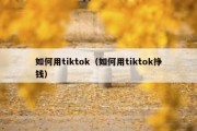 如何用tiktok（如何用tiktok挣钱）