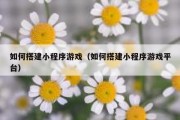 如何搭建小程序游戏（如何搭建小程序游戏平台）
