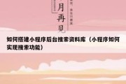 如何搭建小程序后台搜索资料库（小程序如何实现搜索功能）