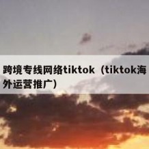 跨境专线网络tiktok（tiktok海外运营推广）