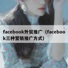 facebook外贸推广（facebook三种营销推广方式）