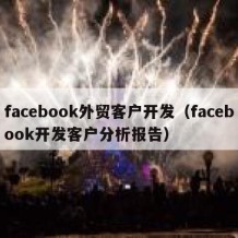 facebook外贸客户开发（facebook开发客户分析报告）