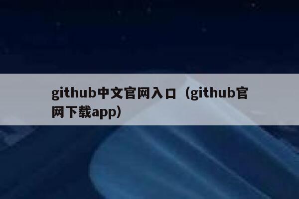 github中文官网入口（github官网下载app） 第1张