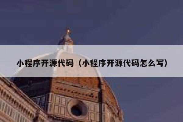 小程序开源代码（小程序开源代码怎么写） 第1张