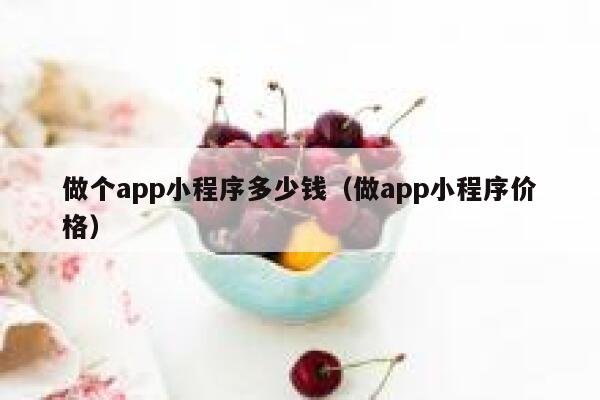 做个app小程序多少钱（做app小程序价格） 第1张