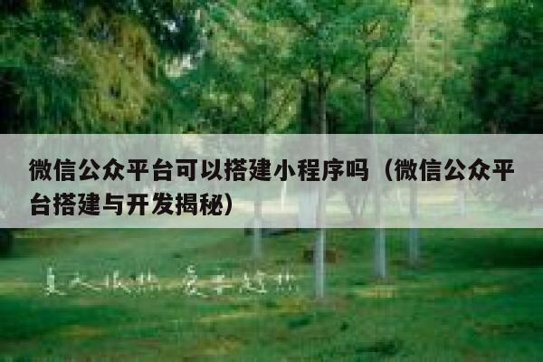 微信公众平台可以搭建小程序吗（微信公众平台搭建与开发揭秘） 第1张