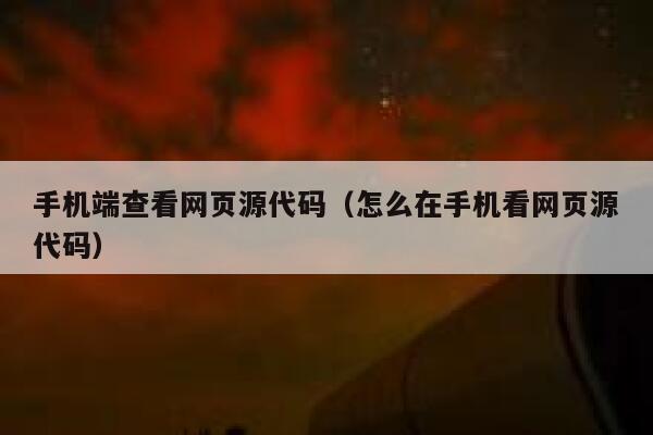 手机端查看网页源代码（怎么在手机看网页源代码） 第1张