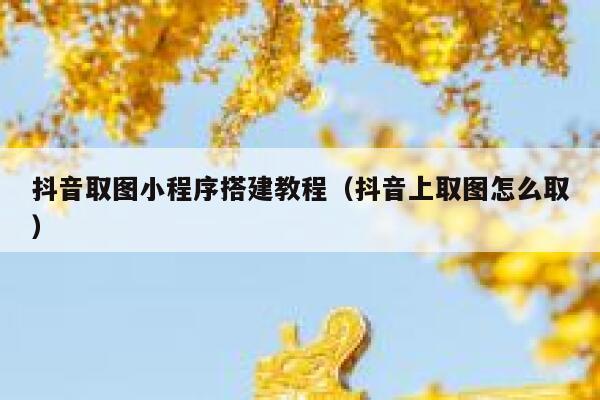 抖音取图小程序搭建教程（抖音上取图怎么取） 第1张