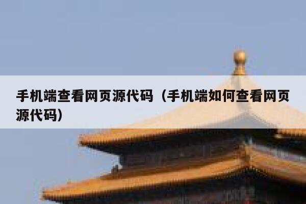 手机端查看网页源代码（手机端如何查看网页源代码） 第1张